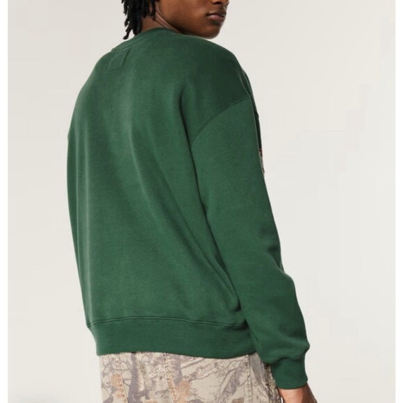 Sz L Hollister Boxy University of Miami Hurricanes Graphic Crew Sweatshirt Green - Picture 3 of 3